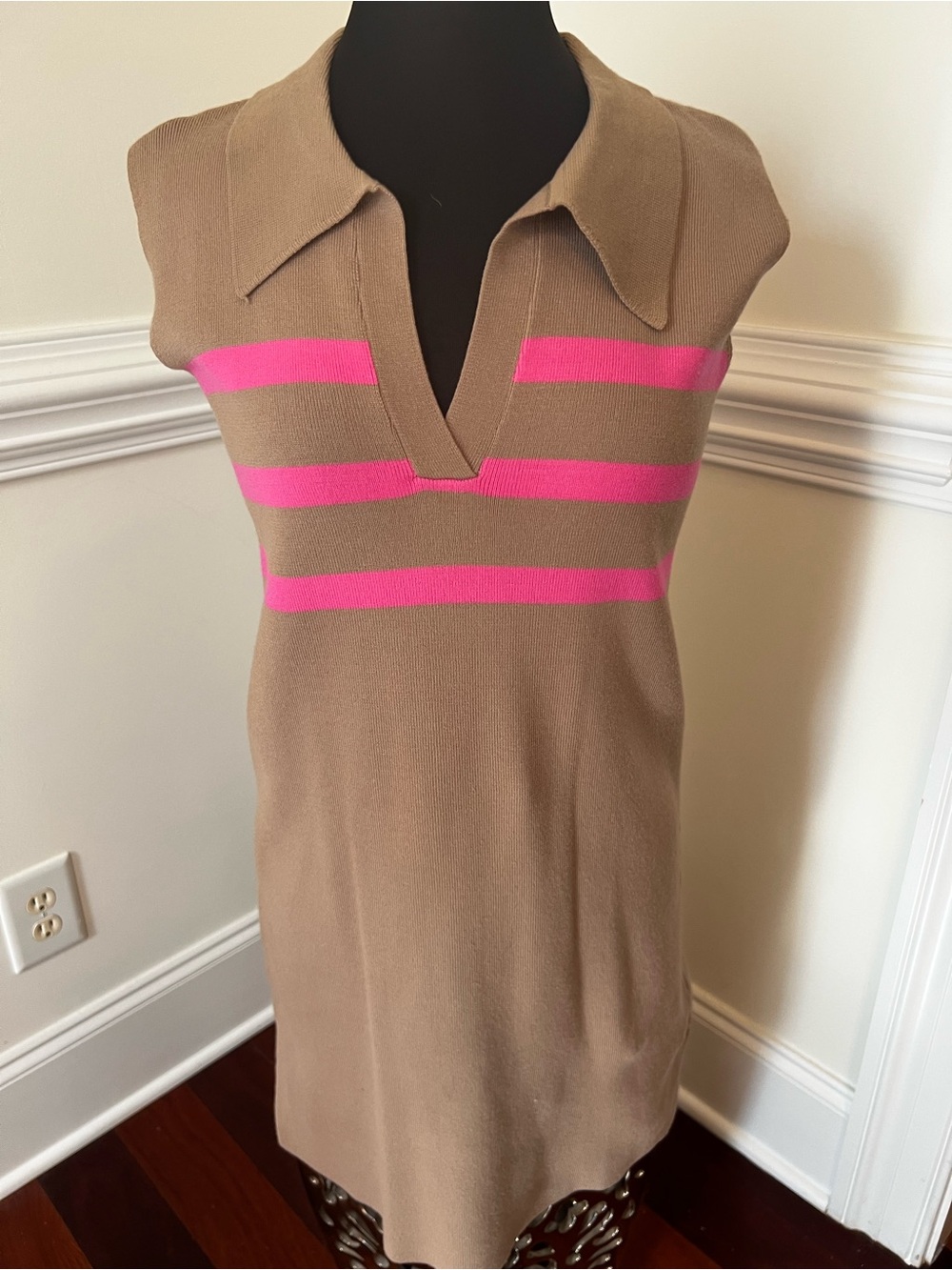Wishlist Taupe with Pink Stripes Sweater Dress